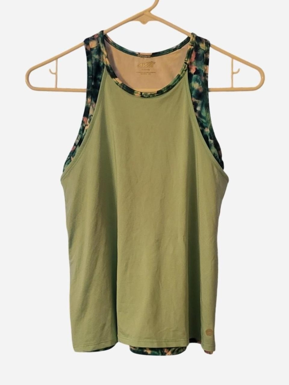 Avia Turqoiuse Tank with Floral-Trim Racerback